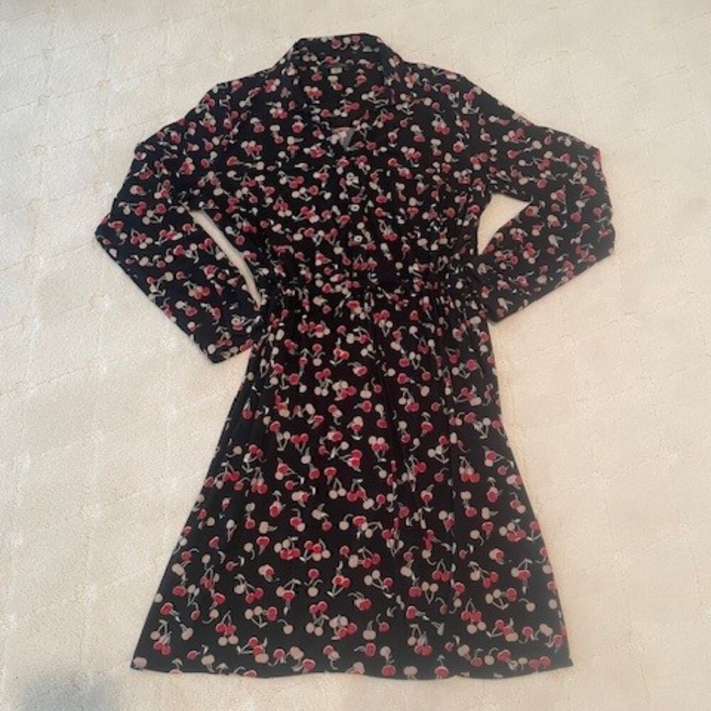 Tommy Hilfiger V Neck Button Down Black Cherry Long & Short Sleeve Dress – Sz 8